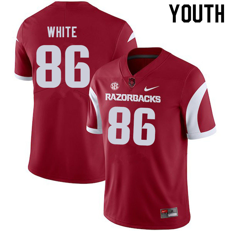 Youth #86 John David White Arkansas Razorbacks College Football Jerseys Sale-Cardinal